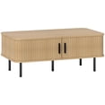 thumbnail image 1 of HOMCOM Table Basse avec Rangement, Table d'Appoint Nordique avec Portes Coulissantes, Chêne, 1 of 10