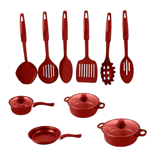 Fesfesfes 13 Piece Non Stick Cookware Set Pots and Pans with Lids Frying Pan Heat Proof Handles Even Heating Stovetop Oven Safe Home Kitchen Cooking Necessary