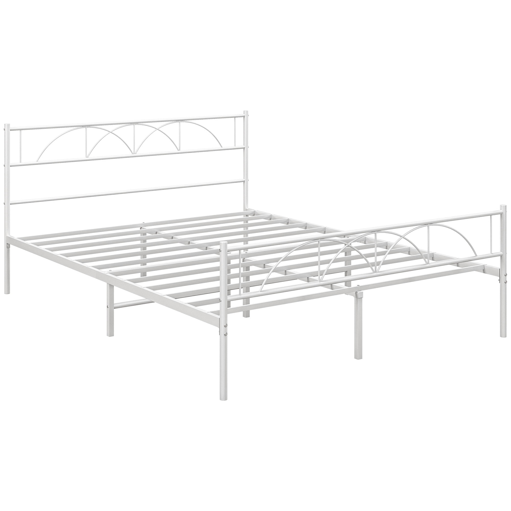 HOMCOM Full Bed Frame Metal Platform Bed Frame with Headboard Steel Slat
