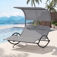 thumbnail image 1 of Gymax Outdoor Double Chaise Rocker Rocking Daybed Sun Lounger w/ Sun Shade Canopy, 1 of 10