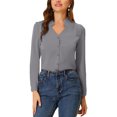 thumbnail image 1 of INSPIRE CHIC Chemise Élégante à Manches Longues Col en V pour Femmes, Gris, 1 of 6