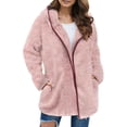 thumbnail image 1 of Manteaux d'Hiver pour Femmes Grande Taille Veste en Polaire Cardigan à Capuche Manches Longues Chandails en Molleton Ouvert Col Rabattu, 1 of 5
