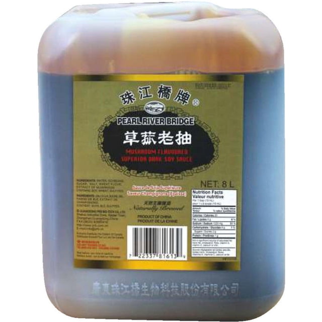 Pearl River Bridge - Sauce Soya Noire Supérieure Aromatisée aux Champignons - 8 L - 1 Ct - Glaçage Umami Riche pour Cuisines Professionnelles (1 Ct)