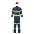 thumbnail image 4 of Moggemol Hommes Adultes 4 Pcs Uniforme de Pompier Pompier Bandes Réfléchissantes Tenues Halloween Jeu de Rôle Ensembles Bleu Marine 160, 4 of 6