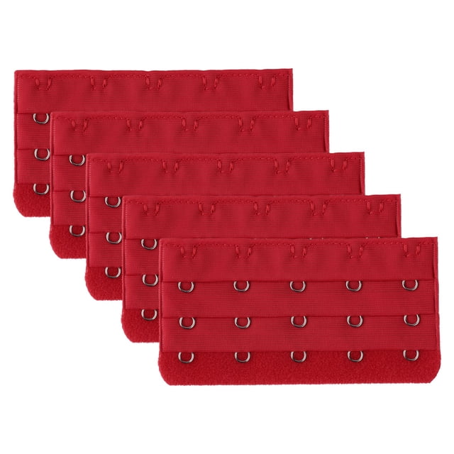 INSPIRE CHIC Soutien-Gorge Réglable pour Femmes 3 x 5 Crochets 5 Pcs Rallonge de Soutien-Gorge Bande pour les Yeux Bretelle Rouge-2 5