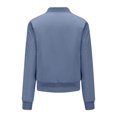 thumbnail image 4 of IROINID Veste Courte Décontractée pour Femme à Col Montant, Blouson Bomber Uni à Manches Longues, Bleu, 4 of 8