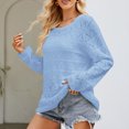 thumbnail image 2 of Timegard Chandails pour Femmes Ajourés Col Rond Automne Hiver Manches Longues Tricotés Hauts Mode, 2 of 5