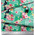 thumbnail image 3 of Soimoi Green Rayon Fabric Floral & Toucan Bird Fabric Prints by Yard 56 Inch Wide, 3 of 3
