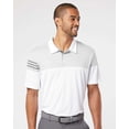 thumbnail image 1 of Adidas Mens Heathered 3-Stripes Colorblock Polo, S, WhiteVista Grey, 1 of 2
