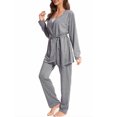 thumbnail image 1 of SUNSIOM Women's Fall Loungewear Set, Lace Patchwork Cami Tops + Pants + Robe 3 Pieces Sleepwear, 1 of 9