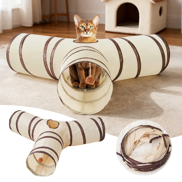 Tunnel pour Chat, Tube de Jeu Interactif avec Son Froissé et Design en Forme de Y pour Jouet d'Intérieur pour Chats et Chiens, Polyester, Rangement Facile