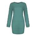 thumbnail image 4 of Bellella Robe Chandail pour Femmes, Mini Robe en Peluche à Manches Longues, Robe Chandail Ample en Polaire Chaude Couleur Vert Pois 2TG, 4 of 4