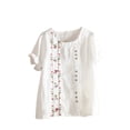 thumbnail image 1 of Dealovy Cotton Linen Tops for Women Crew Neck Short Sleeve Floral Embroidered T-Shirts Plus Size Tees, 1 of 5