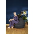thumbnail image 2 of Gouchee Home Alfa Black Bean Bag Chair – Soft Velour Polyester Fabric with Polystyrene Bead Filling, Suitable for Adults and Teens, Lightweight & Portable Seating for Dorm or Living Room, 2 of 7