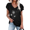 thumbnail image 2 of Besolor Hauts d'Été pour Femmes Manches Pétales Tendance Chemises Imprimées Manches Courtes Col Rond Décontracté Blouse Tee, 2 of 4