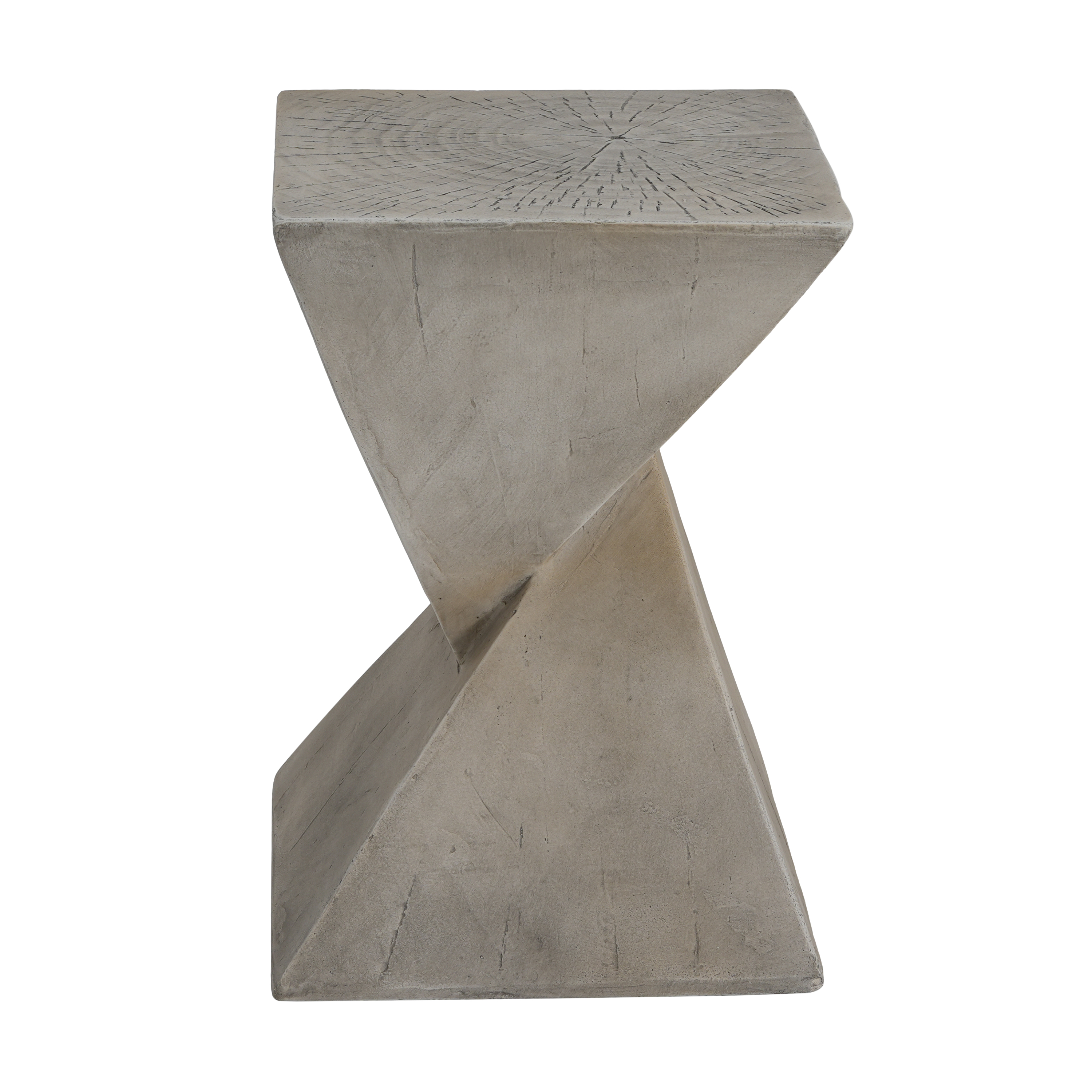 Table d'appoint Noble House en MGO gris pâle, design géométrique torsadé, gris pâle