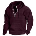 thumbnail image 1 of RXIRUCGD Hommes Décontracté Mode Uni Manches Longues Hauts Blouse Chandail à Capuchon Chandails, Bordeaux, Taille : 2TG, 1 of 5