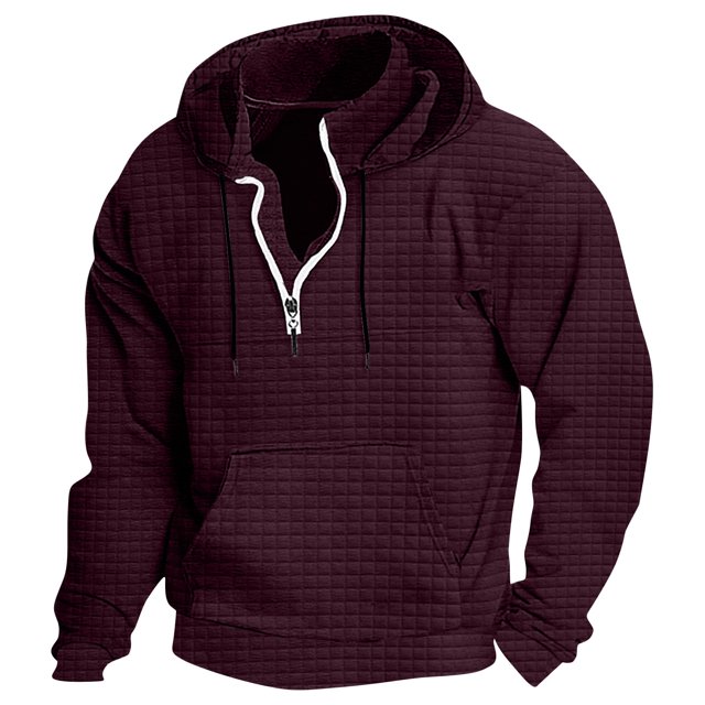 RXIRUCGD Hommes Décontracté Mode Uni Manches Longues Hauts Blouse Chandail à Capuchon Chandails, Bordeaux, Taille : 2TG