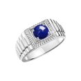 thumbnail image 3 of RYLOS Bague pour Homme Bague en Argent Sterling, Bague Style Designer Pierre Précieuse Ronde 7 mm Lapis Pierre de Naissance de Septembre Bagues Argent Taille 8, 3 of 7