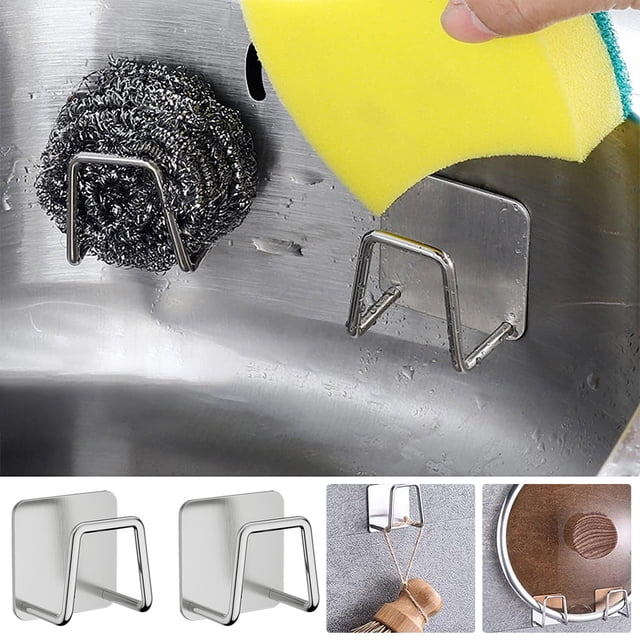 TopLLC 304 Stainless Steel Non Perforated Sponge Cleaning Cloth Storage Cup Holder Small Items