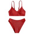 thumbnail image 1 of B91xZ Maillots de Bain pour Adolescentes Ensemble Bikini Croisé avec Imprimé, Rouge 6-7 Ans, 1 of 5