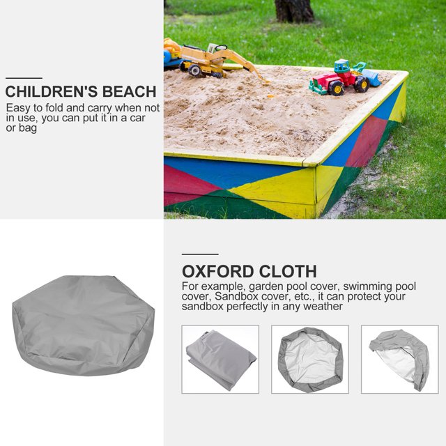 Minkissy Waterproof Sandbox Cover 1Set Grey Oxford Cloth for Outdoor Protector 70.74x58.95x7.86 Inches