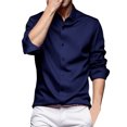 thumbnail image 1 of Cathalem Mens Linen Shirts Regular Fit Button Down Collar Shirts with Pocket,Navy 44, 1 of 5