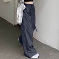 thumbnail image 2 of Women's Baggy Cargo Pants - Drawstring Wide Leg, Polyester - Streetwear/Hip Hop - S-XXL, 2 of 6