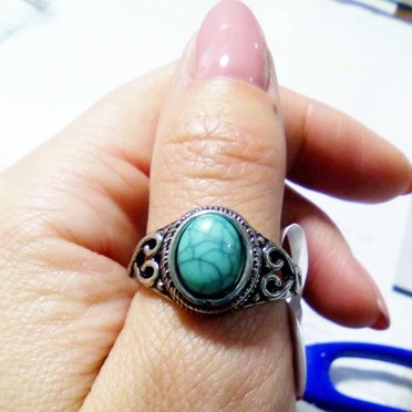 Women Ring Exquisite Faux Turquoise Colorfast Vintage Style Women Circlet Finger Decoration