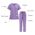 thumbnail image 3 of Pounoo Mens Scrub Sets Short Sleeve V Neck Multiple Pockets Medical Work Hospital Clinic Comfortable Uniforms Sets Scrubs Gift, 3 of 7