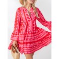 thumbnail image 3 of SUNSIOM Robe Fluide Femme Décontractée Couleur Contrastée Ample Col en V Manches Longues Robe de Soirée pour Plage Cocktail Boîte de Nuit Mode Urbaine, 3 of 6