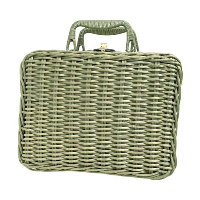 Siruishop Imitation Rattan Suitcase Decorative Picnic Basket for Party Camping Outside 22cm