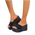 thumbnail image 4 of LSLJS Pantoufles pour Femmes, Talon Matsu Semelle Épaisse Talon Compensé Chaussures pour Femmes Respirantes à Enfiler Sandales de Plage, 4 of 6