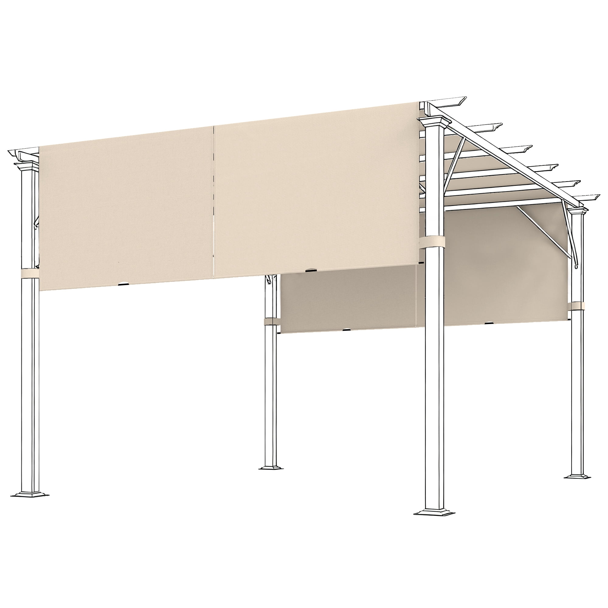 Outsunny 2 Pcs Auvent de Pergola 18 x 4 Pi, Protection UV pour Pergola, Kaki