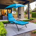 thumbnail image 1 of CorLiving Alora Steel Frame Outdoor Lounge Chair with Removeable Cushions and Canopy, Blue, 1 of 13