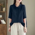 thumbnail image 3 of QIPOPIQ Oversized Women Button Down Shirt Lightweight Square Textured Long Sleeve Blouse Drop Shoulder Tunic Tops Clearance, 3 of 8
