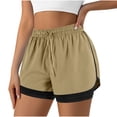 thumbnail image 1 of Plebaso Women's 2 in 1 Running Shorts Elastic Waist Drawstring Athletic Shorts Lightweight Workout Shorts, 1 of 6