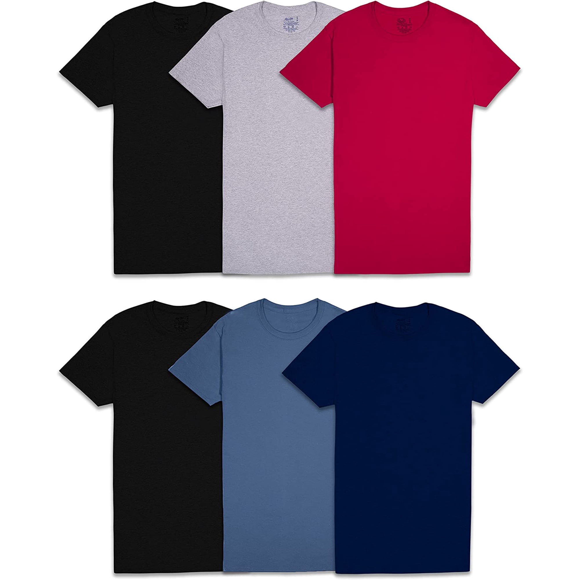 Fruit Of The Loom Mens Short Sleeve Crew T-Shirt 6 Pack, L