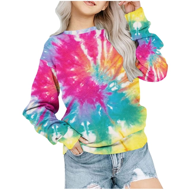 Huvoen Chandail en Coton pour Tout-Petit Bébé à Manches Longues, Blouse à Capuche, Chandail à Col Rond pour Filles, Coupe Ample, Mode pour Enfants, Chandail à Manches Longues, Hauts, 1-12 Ans, Multicolore, 7-8 Ans