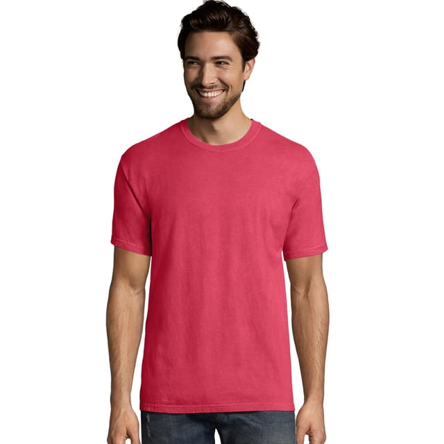 Hanes Mens Big ComfortWash Garment Dyed Short Sleeve Tee, M, Crimson Fall