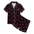 thumbnail image 4 of Luvoko Ensemble de Pyjama 2 Pcs pour Enfants Imprimé Graphique Chemise à Manches Courtes Boutonnée Shorts Pyjama, 4 of 5