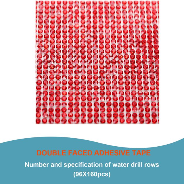 VONKY Crystal Rhinestone Ribbon Clothing Accessories Sticker Convenient Using Present Decoration Sheet with Shine Appearance Exquisite red 6 double side tape