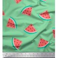 thumbnail image 1 of Soimoi Green polyester Crepe Fabric Watermelon Fruits Print Fabric by the Yard 52 Inch Wide, 1 of 3