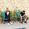 thumbnail image 2 of Outsunny Ensemble de 3 Pcs pour Patio avec Fauteuils Berçants, Ensemble de Balancelles d'Extérieur avec Table en Verre, 2 of 10