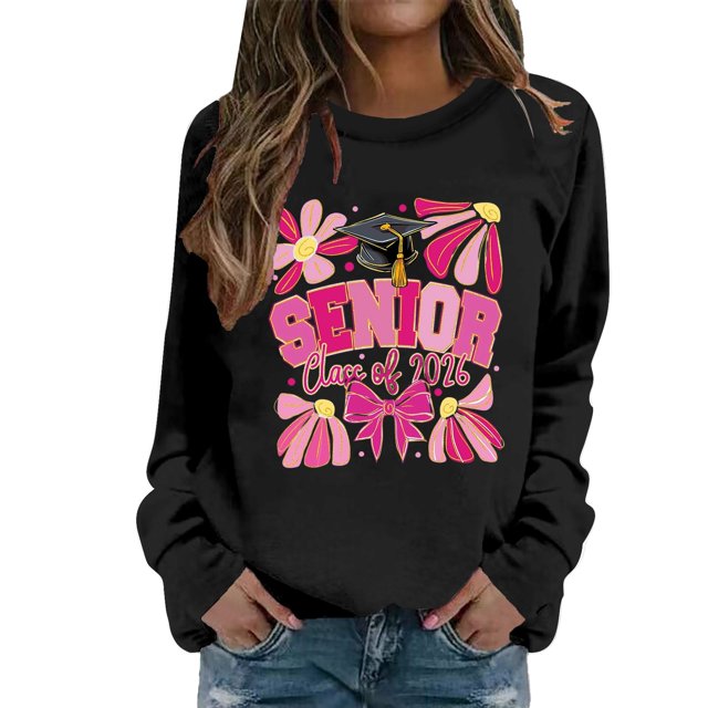 HUITKMM Chandail à Capuchon pour Femmes Chandail à Capuchon pour Femmes à Enfiler Imprimé de Lettres Col Rond Haut pour L'Hiver et l'Hiver 2416 L