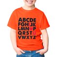 thumbnail image 4 of T-shirts Filles Été Imprimé Lettre Col Rond Manches Courtes T-Shirt Décontracté Hauts Filles Orange 4-5 Ans, 4 of 4