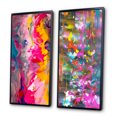 thumbnail image 3 of Designart « Rétro Groove Été Expressionnisme Abstrait » Peinture Abstraite Ensemble d'Art Mural Encadré de 2 - Ensemble d'Art Mural Encadré Moderne Rose de 2, 3 of 6