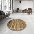 thumbnail image 4 of Ahgly Tapis Rond Abstrait Marron Sable Lavable en Machine, 8 Pieds Rond, 4 of 7