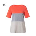 thumbnail image 2 of T-shirt pour Femmes à Blocs de Couleur, Manches Courtes, Col Rond, Blouse, T-shirt pour Femmes, Blouse, Rouge Coloré, TG, 2 of 7