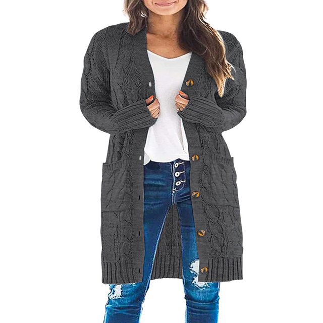 MesaSe Womens Long Sleeve Cable Knit Cardigan Sweaters Open Front Fall Outwear Coat